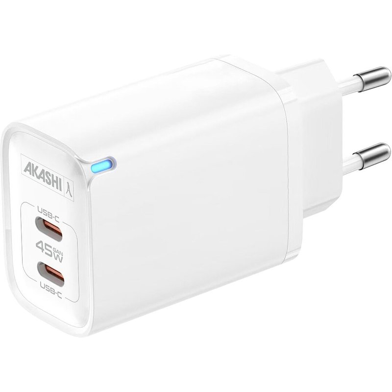 Akashi Chargeur Secteur Double USB-C GaN 45W
