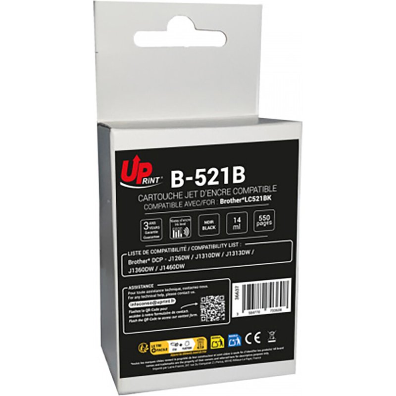 UPrint cartouche B-521B compatible Brother LC521 (Noir)