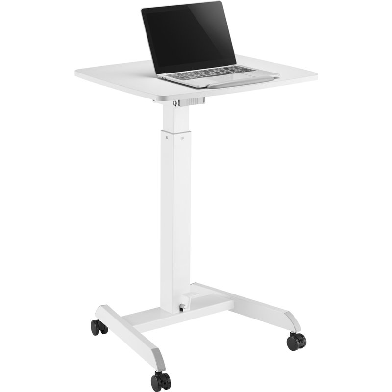 ProperAV Mobile Sit-Stand Desk Workstation - White