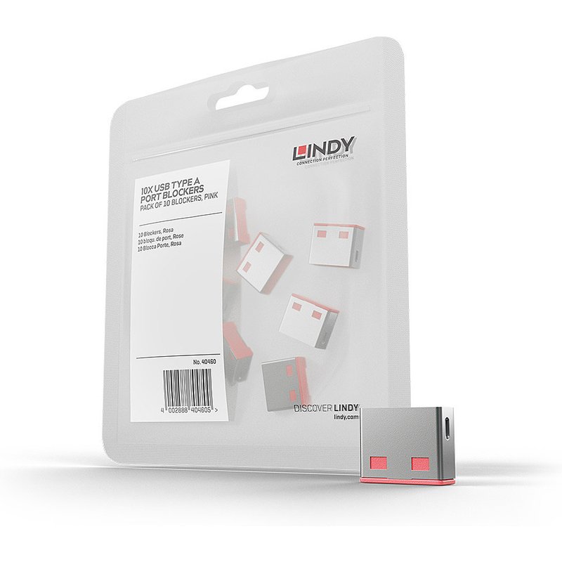 Lindy USB Port Blocker (without key) - Pack of 10. Pink