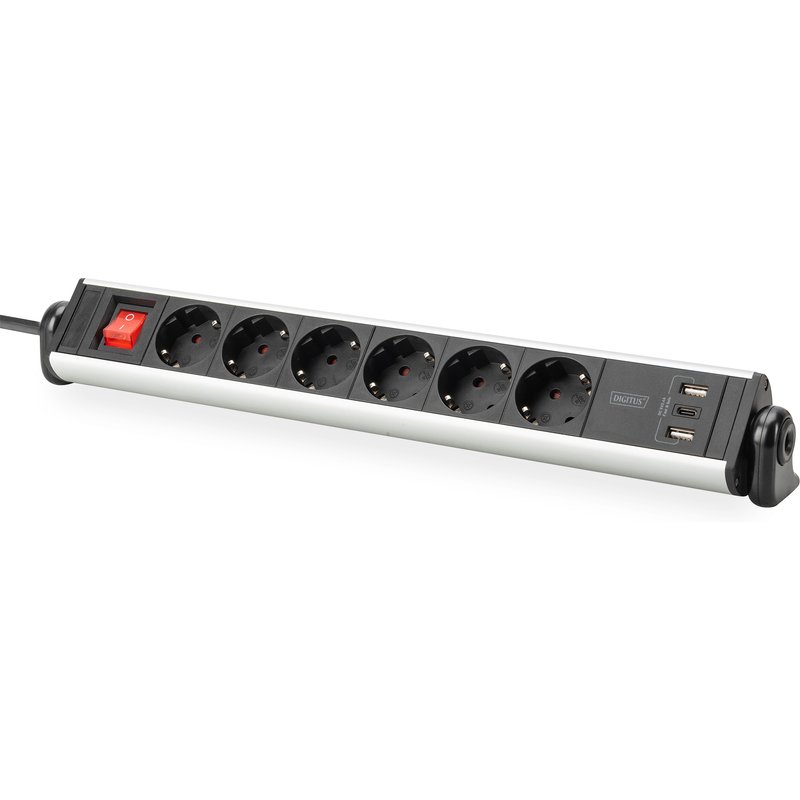 Digitus 6-way office power strip with 3x USB ports