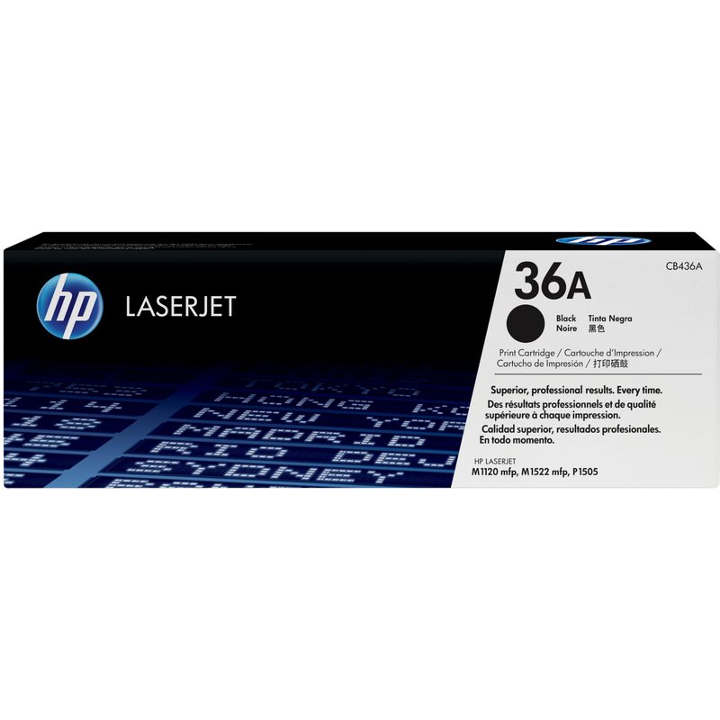 HP 36A Black Original LaserJet Toner Cartridge. Black toner page yield: 2000 pages Printing colours: Black Quantity per pack: 1 pc(s)