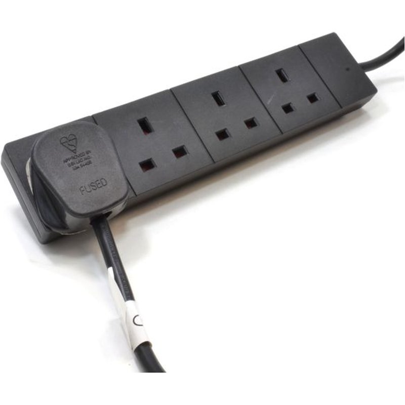 FDL 4 WAY MAINS STRIP - BLACK - 2M