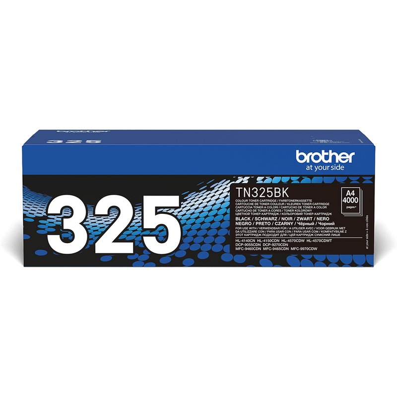 Brother TN-325BK. Black toner page yield: 4000 pages Printing colours: Black Quantity per pack: 1 pc(s)