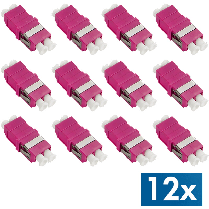 LogiLink Fiber Adapter LC Duplex. 12 pieces. without flange. OM4. viol