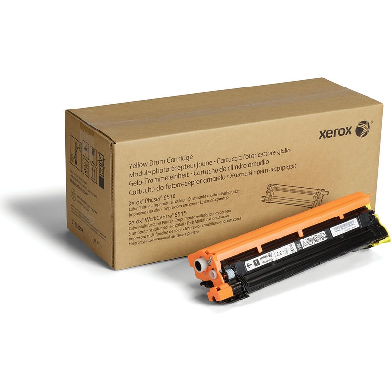 Xerox PHASER 6510 / WORKCENTRE 6515 Yellow Drum Cartridge 48000 Pages. Colour toner page yield: 48000 pages Printing colours: Yellow Quantity per pack: 1 pc(s)