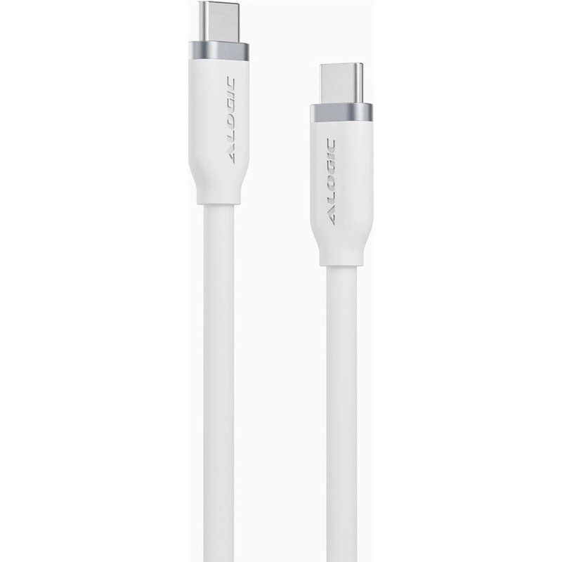 Elements Silicone 5A/240W USB2 USB-C to C Male Cable with cable tie, White 2m ELSI5U2CCWH2