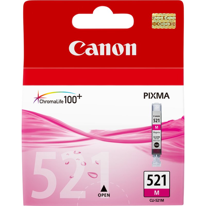 Canon CLI-521M Magenta Ink Cartridge. Colour ink type: Pigment-based ink Printing colours: Magenta Quantity per pack: 1 pc(s)