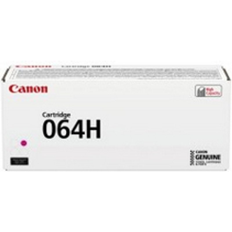 Canon 064H. Colour toner page yield: 10400 pages Printing colours: Magenta Quantity per pack: 1 pc(s)