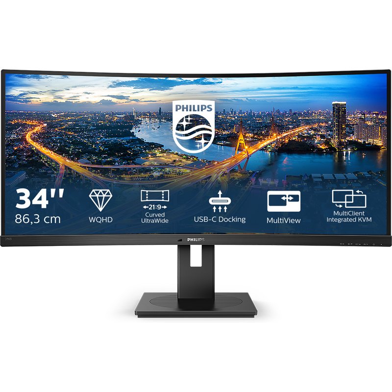 Philips B Line 346B1C/00 computer monitor 86.4 cm (34") 3440 x 1440 pixels Quad HD LCD Black