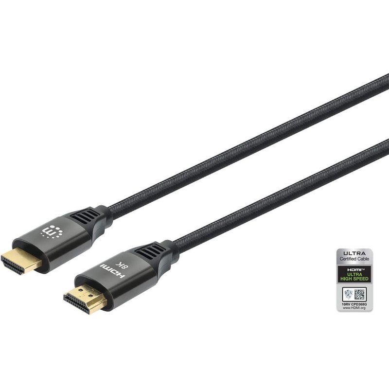 Manhattan HDMI 8K@60Hz Cable with Ethernet, 3m, Certified, Suitable for ALL 8K, 4K & 1080p/HD uses - when upgrading now or have it ready for when you need it, Male to Male, Black, 4K@120Hz, Ultra HD 4k x 2k, Lifetime Warranty, Ultra High Speed