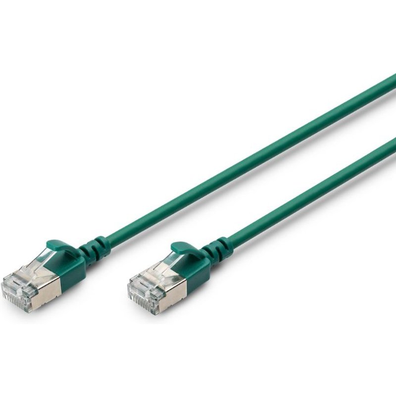 FDL SLIM 1M CAT.6a F-FTP LSZH PATCH CABLE - GREEN (SNAGPROOF)