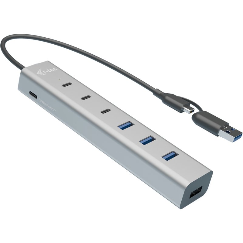 i-tec USB-C/USB-A Charging Metal HUB 7 port (3x USB-C 4x USB-A) USB 3.2 Gen 1 (3.1 Gen 1) Type-A + Type-C USB 3.2 Gen 1 (3.1 Gen 1) Type-A USB 3.2 Gen 1 (3.1 Gen 1) Type-C 5 Mbit/s Grey 0.3 m 15 W