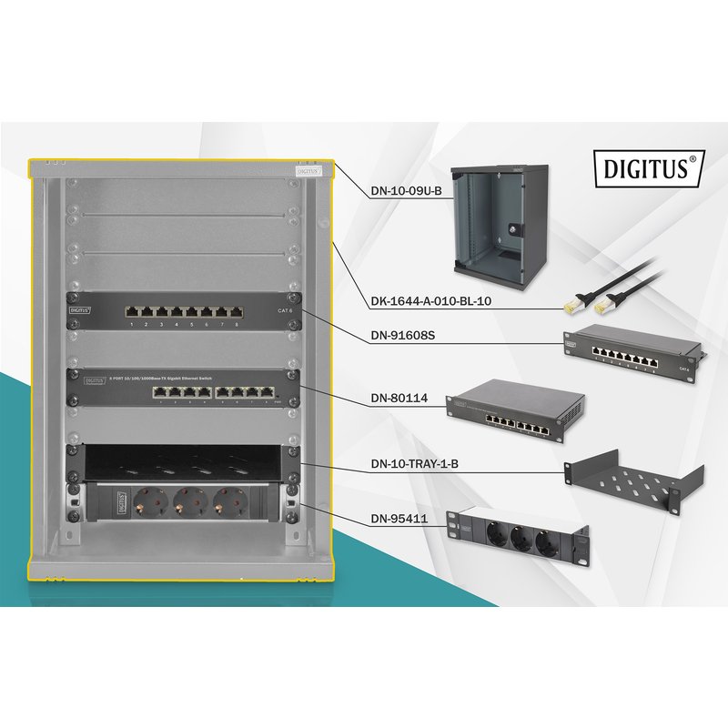 Digitus Network Set - 254 mm (10") - 9U. 312 x 300 mm (W xD)