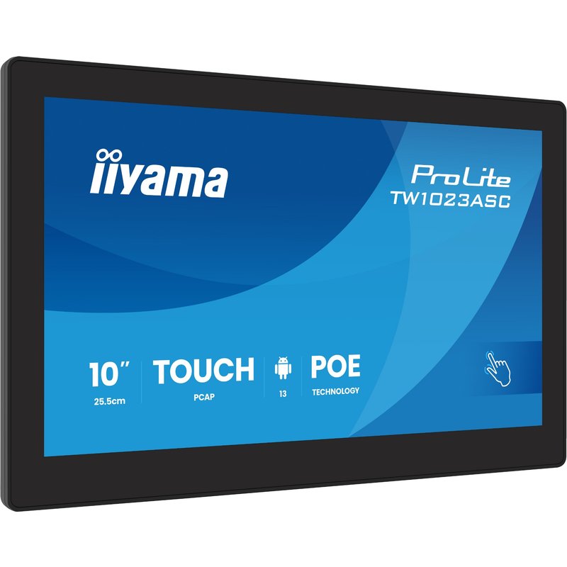 iiyama TW1023ASC-B3P Signage Display Kiosk design 25.6 cm (10.1") Wi-Fi 385 cd/m WXGA Black Touchscreen Built-in processor Android 24/7
