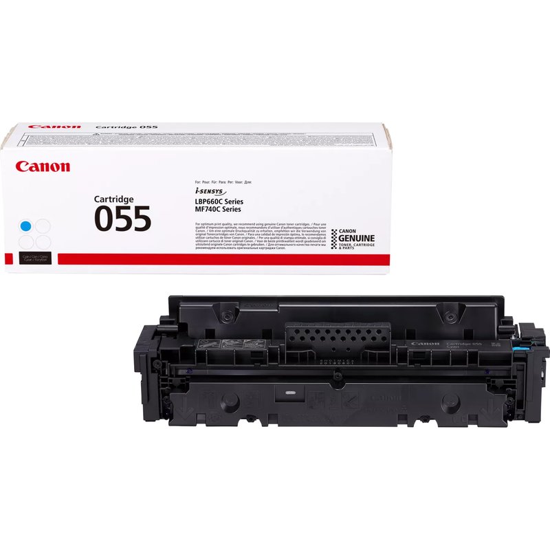 Canon 055. Colour toner page yield: 2100 pages Printing colours: Cyan Quantity per pack: 1 pc(s)