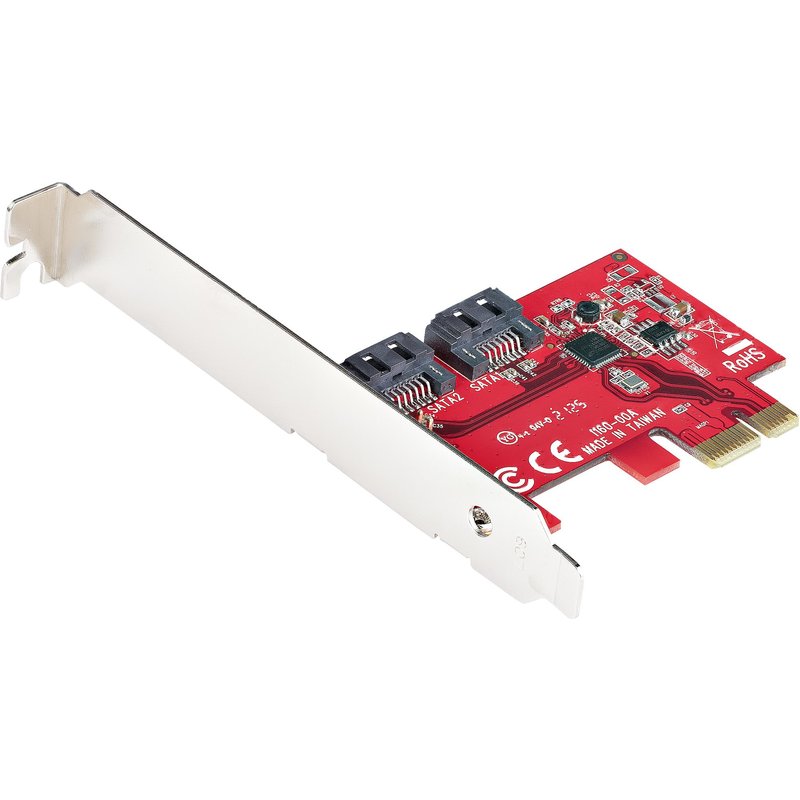 StarTech.com SATA PCIe Card - 2 Port PCIe SATA Expansion Card - 6Gbps - Full/Low Profile - PCI Express to SATA Adapter/Controller - ASM1062R SATA RAID - PCIe to SATA Converter - TAA