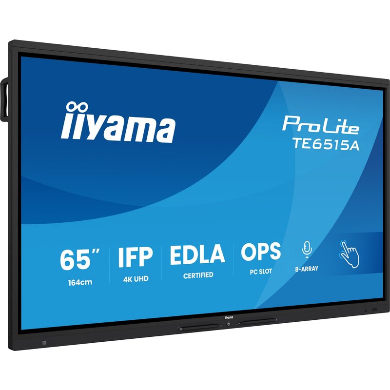 iiyama TE6515A-B2AG Signage Display Kiosk design 163.8 cm (64.5") Wi-Fi 550 cd/m 4K Ultra HD Black Touchscreen Built-in processor Android 24/7