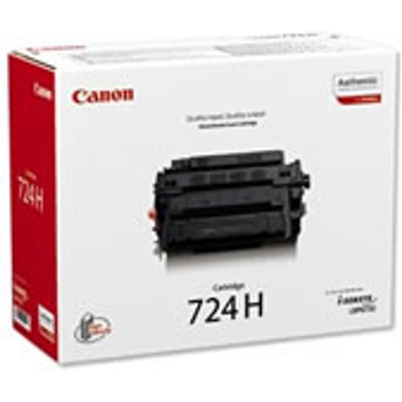 Canon CRG-724H. Black toner page yield: 6000 pages Printing colours: Black Quantity per pack: 1 pc(s)