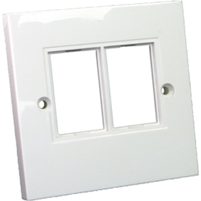 Cablenet LJ6C Faceplate Single Gang 2 Port. Product colour: White Material: Acrylonitrile butadiene styrene (ABS) Product design: Conventional. Width: 86 mm Height: 86 mm. Quantity per pack: 10 pc(s)
