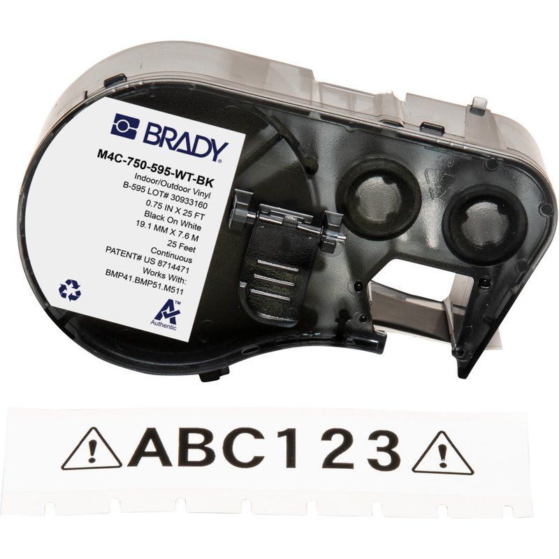 Brady M4C-750-595-WT-BK printer label Black. White Self-adhesive print