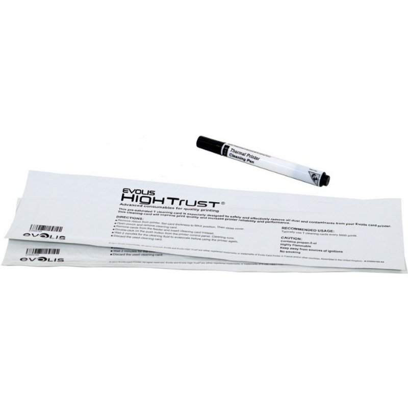Evolis Badgy ACL008 100/200 Printer Cleaning Kit- 2x Cleaning Cards, 1x Cleaning Pen