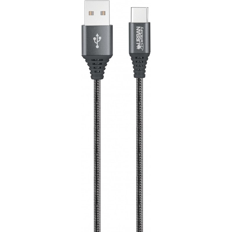 Urban Factory Braided USB cable USB 2.0 2 m USB A USB C Grey