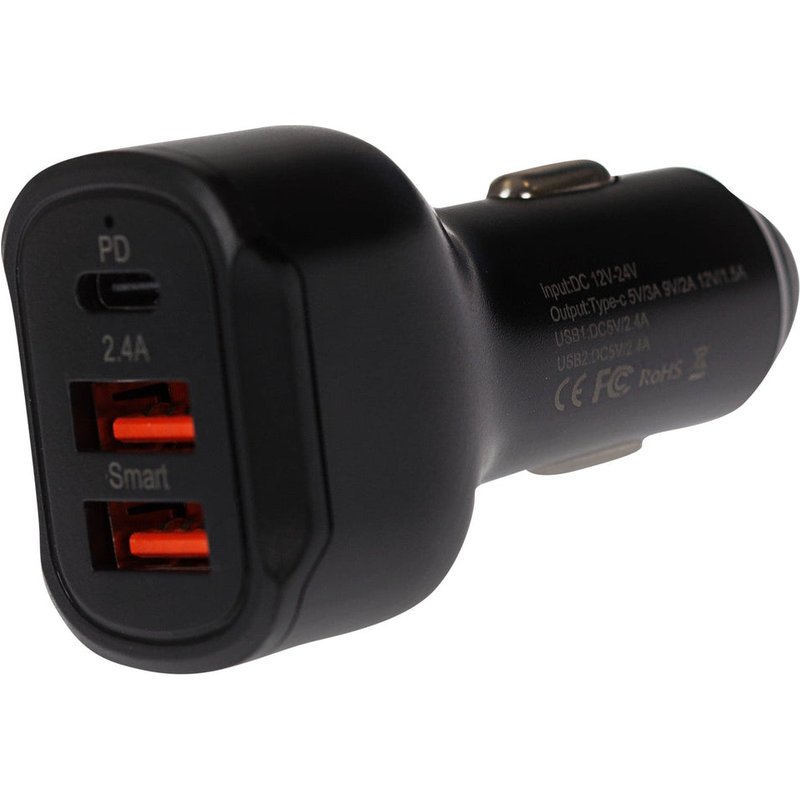 Maplin 2x USB-A / 1x USB-C Power Delivery High Speed USB Car Charger