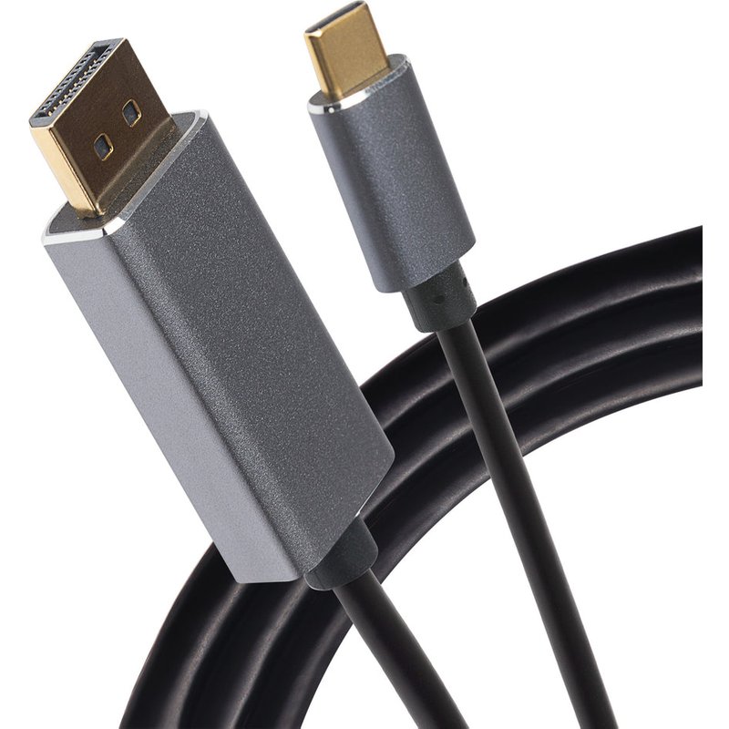 Maplin 8K USB-C to DisplayPort V1.4 Cable with Gold Connectors - Black