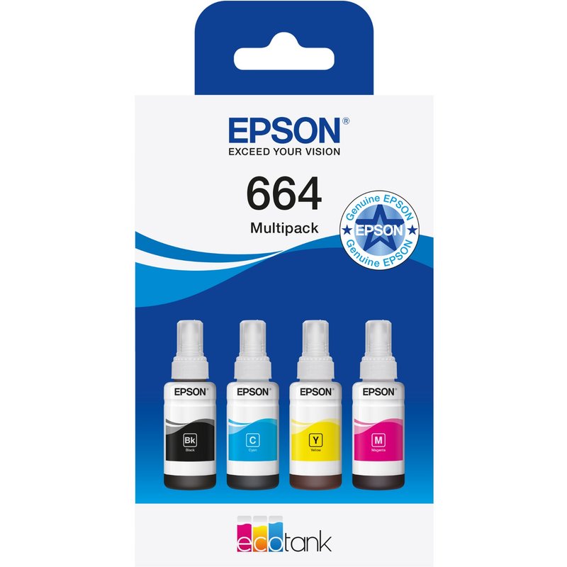 Epson C13T664640/664 Ink bottle multi pack Bk.C.M.Y 70ml 1x4500pg + 3x
