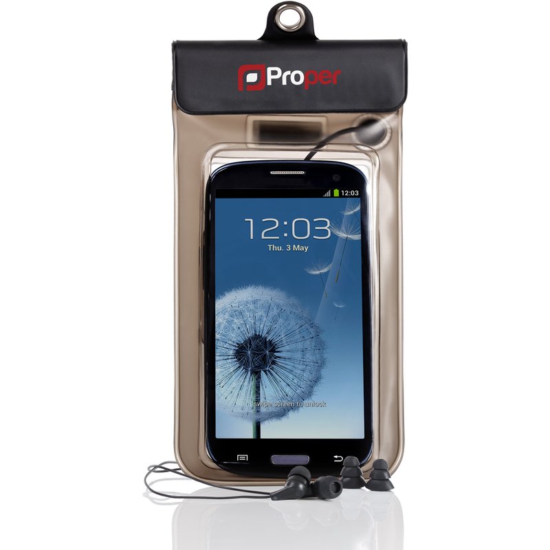 ProperAV Waterproof Case for Smartphones with Waterproof Earphones