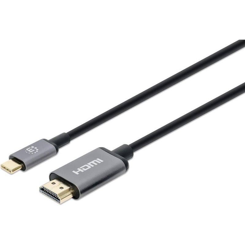 Manhattan USB-C to HDMI Cable 4K@60Hz 1m Black Male to Male Three Year Warranty Equivalent to CDP2HD2MBNL 1 m HDMI Type A (Standard) USB Type-C Male Male Straight