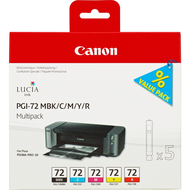 Canon PGI-72 MBK/C/M/Y/R 5 Ink Cartridge Multipack Standard Yield Cyan Magenta Matte black Red Yellow 5 pc(s) 1640 pages 710 pages Multi pack
