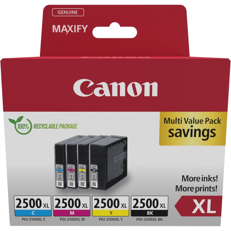 Canon 9254B010. Cartridge capacity: High (XL) Yield Supply type: Multi pack Printing colours: Black Cyan Magenta Yellow Quantity per pack: 4 pc(s)