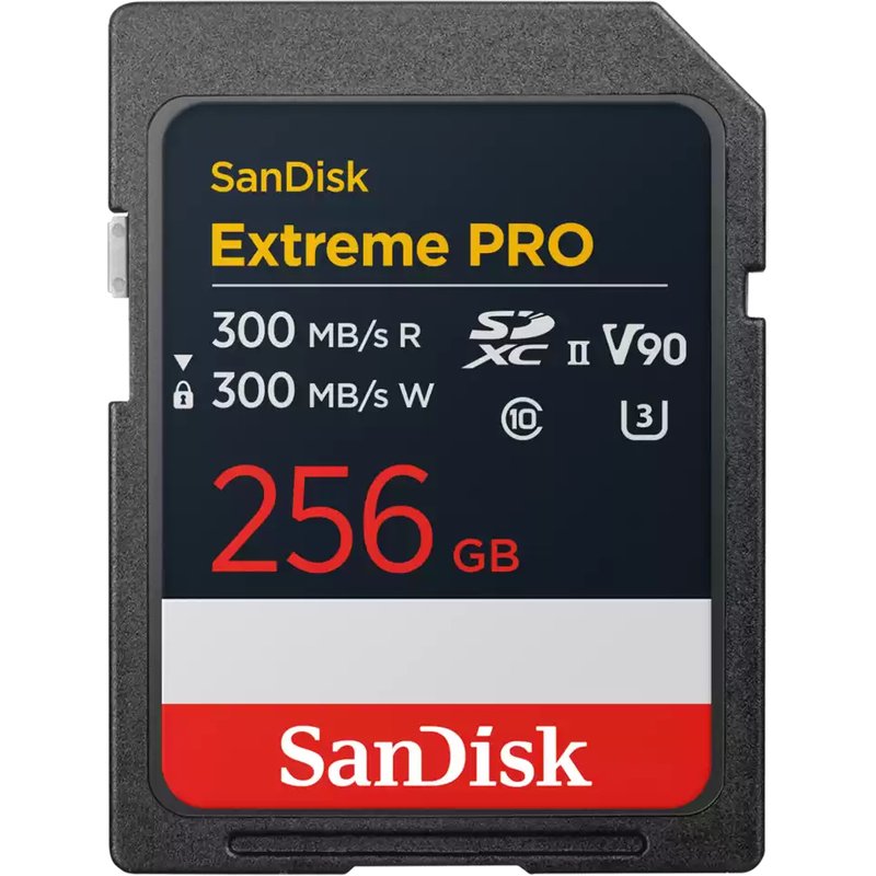 SanDisk Extreme PRO 256GB SDXC UHS-II Card - Up to 300MB/s Read and 300MB/s Write speeds - V90, 8K - SDSDXDM-256G-GN4IN