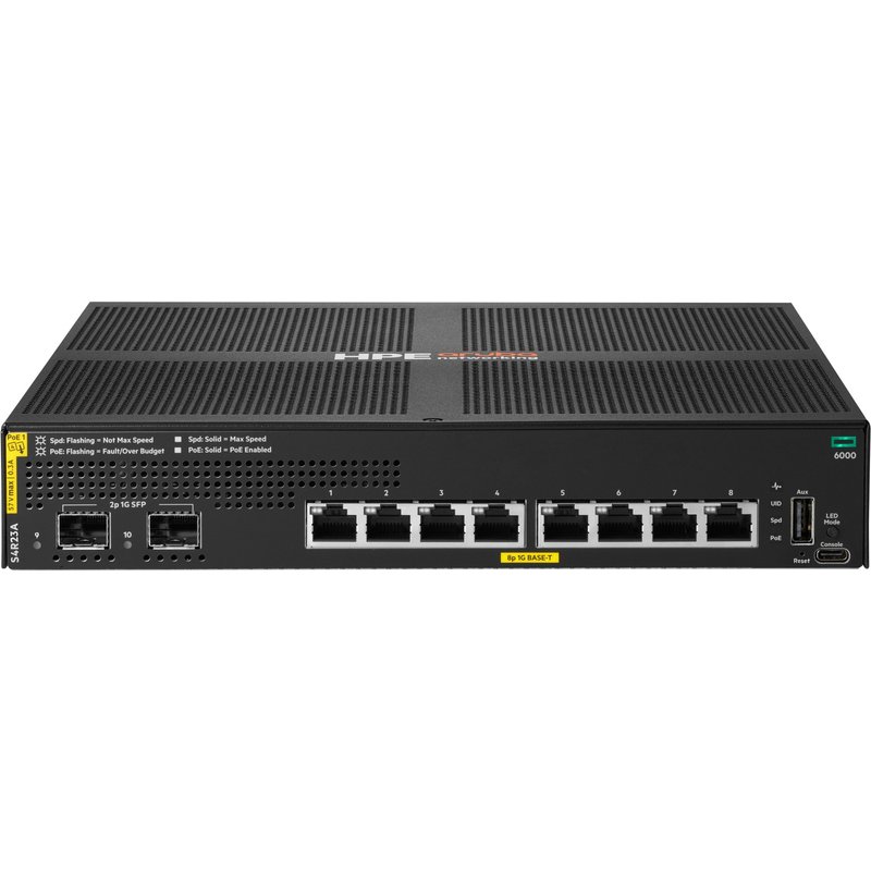 HPE Aruba Networking CX 6000 8p 10M/100M/1G Class4 PoE 2p SFP 1G 67W S