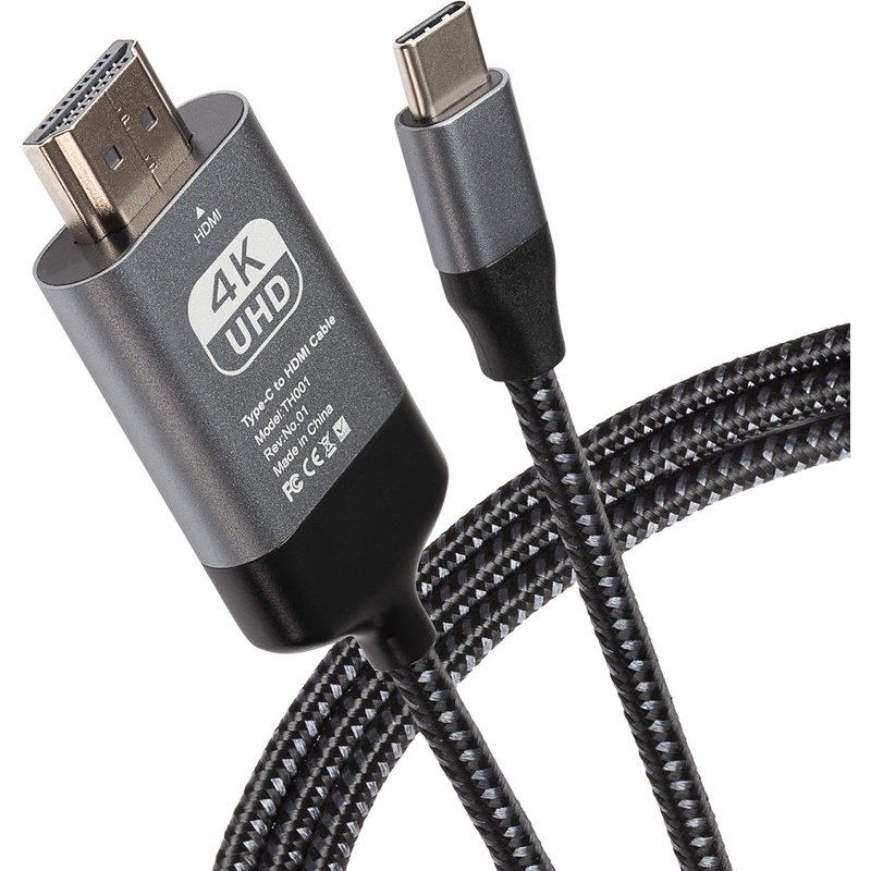 Maplin C019 video cable adapter 2 m USB Type-C HDMI Black. Silver
