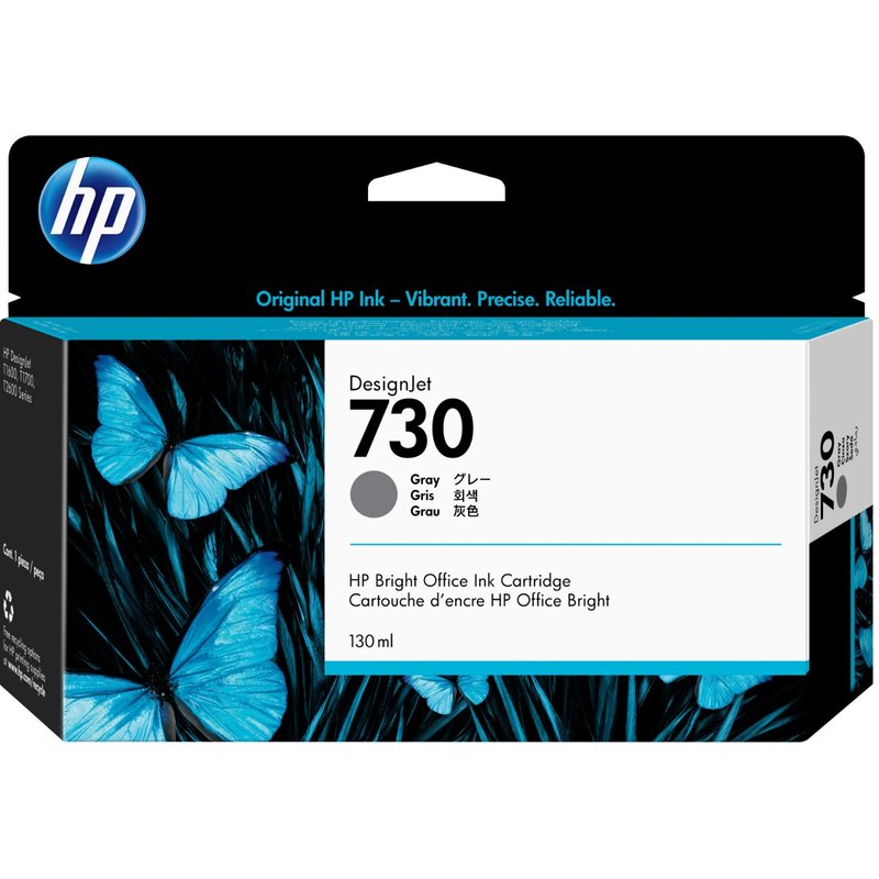 HP 730 130-ml Gray DesignJet Ink Cartridge HP DesignJet T1700 Printer series Thermal inkjet Business Singapore 202 mm 129 mm