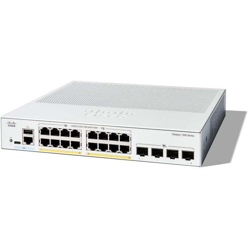 Cisco Catalyst 1300-16P-4X Managed Switch. 16 Port GE. PoE. 4x10GE SFP