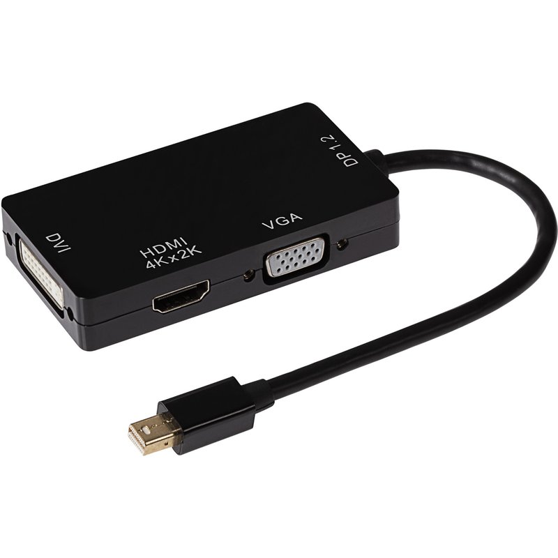 Nikkai Mini Displayport Multiport Hub 4K HDMI / VGA DVI-I 24+5 Pin / D