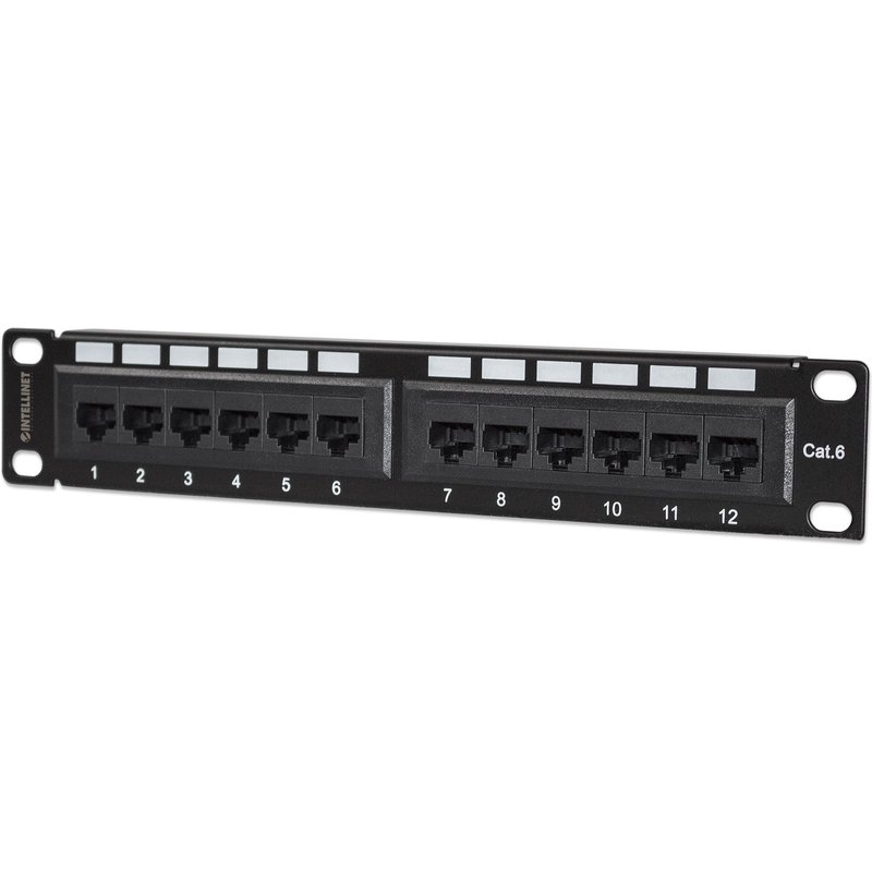 Intellinet Patch Panel. Cat6. 10". UTP. 1U. 12-Port. Black