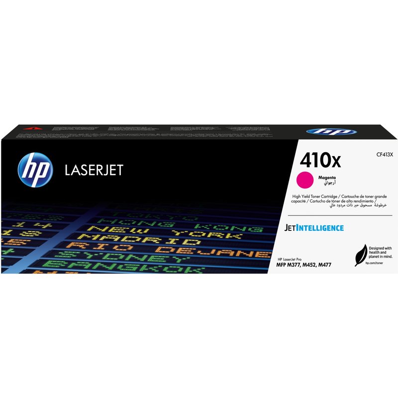 HP 410X High Yield Magenta Original LaserJet Toner Cartridge. Colour toner page yield: 5000 pages Printing colours: Magenta Quantity per pack: 1 pc(s)