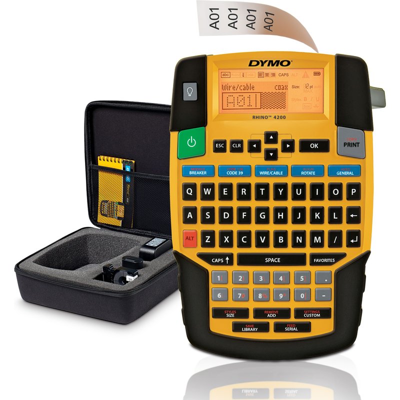 DYMO RHINO 4200 Industrial Label Maker | QWERTY Keyboard & Time-Saving Hot Keys | Durable Label Printer for Job Sites and Heavy-Duty Labelling Jobs