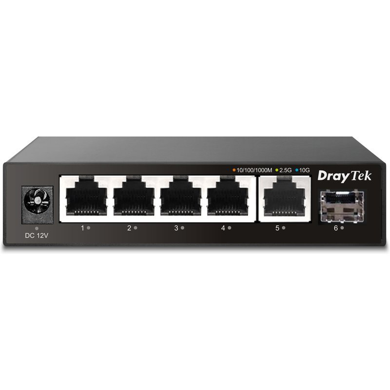 DrayTek VSQ60X-K network switch Unmanaged L2 2.5G Ethernet (100/1000/2500) Black