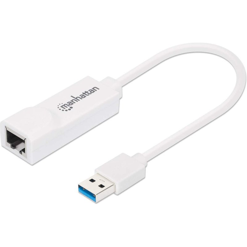Manhattan USB-A Gigabit Network Adapter White 10/100/1000 Mbps Network USB 3.0 Ethernet RJ45 Three Year Warranty Equivalent to USB31000SW.