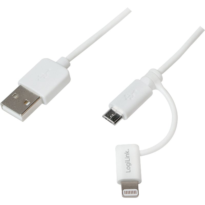 LogiLink CU0118 USB cable 1 m Micro-USB A USB A White