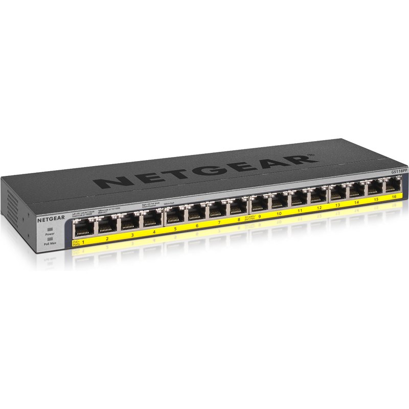 Netgear GS116PP Unmanaged Gigabit Ethernet (10/100/1000) Power over Ethernet (PoE) Rack mounting