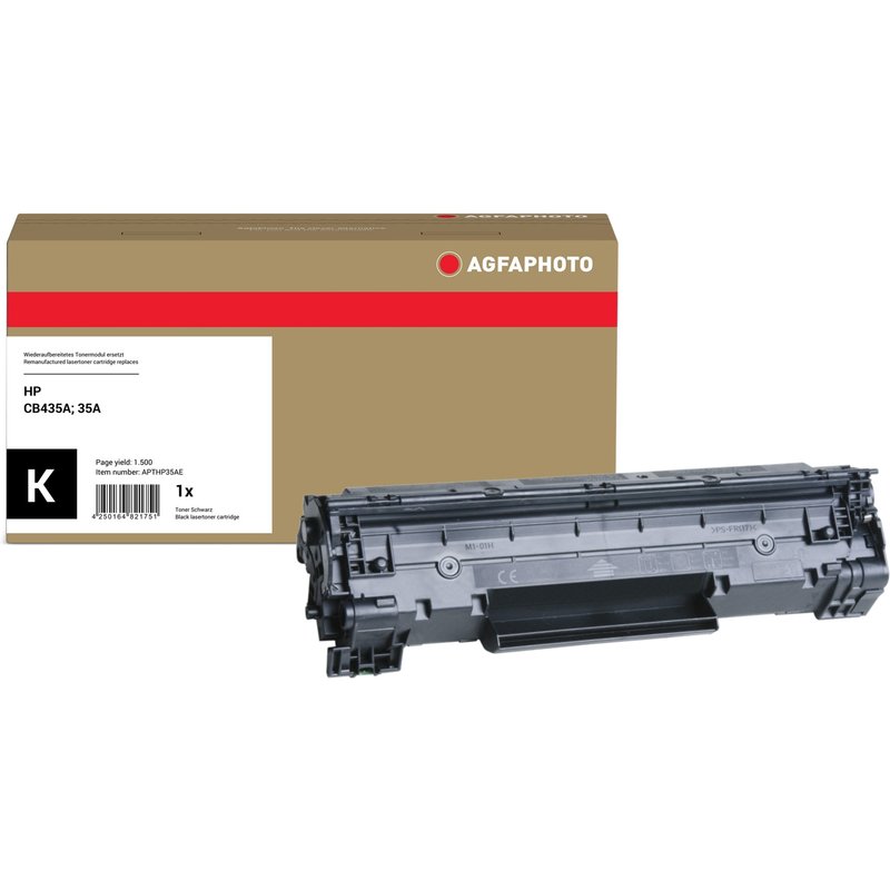 AgfaPhoto Compatible Toner Cartridge. Black. Replacement for HP CB435A