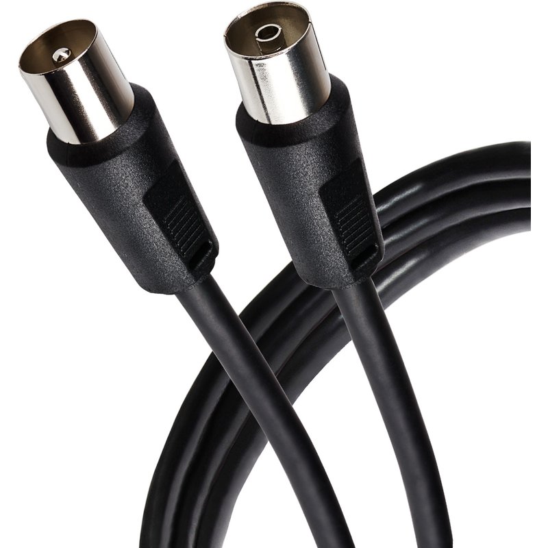 Maplin RF Male to RF Female TV Aerial Coaxial Cable - Black - 2m