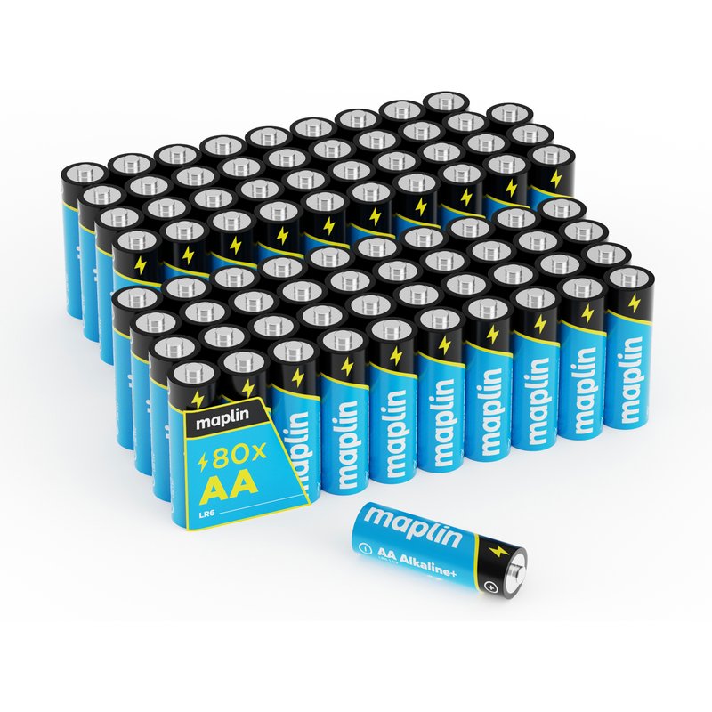 Maplin AA LR6 1.5V Alkaline Batteries 7 Year Shelf Life High Performan
